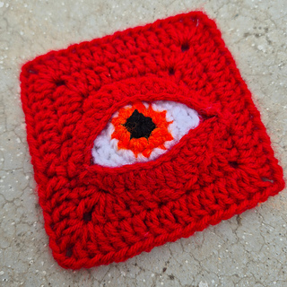 Crochet Eyeball With Eyelid Pattern: Eye Granny Square, Evil Eye Crochet, Ugly & Weird Pattern, Whimsical, Alien Crochet, Eye Appliqué, Halloween Crochet.
