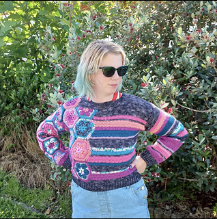 Ravelry: Izzy African Flower Sweater pattern by Cyndi Zawada