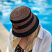Striped bucket raffia hat pattern 
