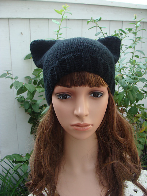 Black Cat Knit Hat pattern by Mary Legere