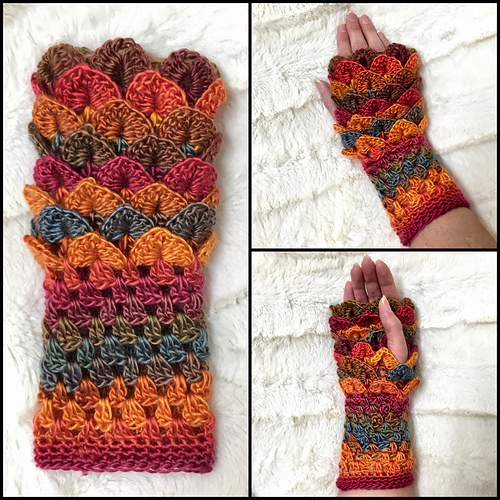 Ravelry Erebor Dragon Scale Gloves pattern by In Stitches Crochet by SL