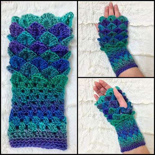 Ravelry Erebor Dragon Scale Gloves pattern by In Stitches Crochet by SL