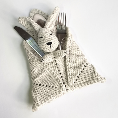 Bunny crochet cutlery holder
