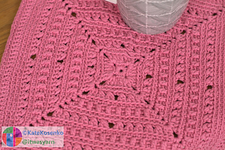 The center of the square is crocheted using simple stitches in FLO and BLO.