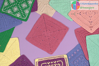 Crochet square with intricate texture, perfect for home décor projects.
