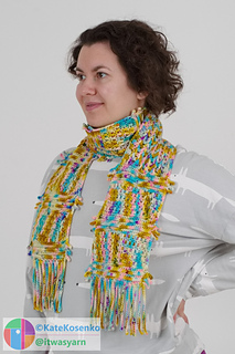 Merino DK crochet scarf worn casually