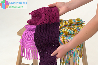 Airy V-stitch section of warm scarf