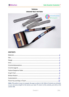Tesselia pattern PDF contents and instructions preview