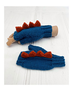 Dinosaur Hat and Mittens set knitting pattern by Jane Burns