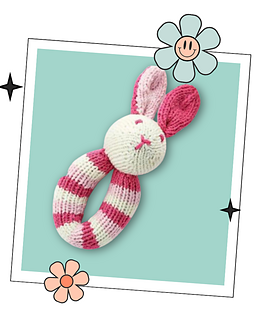 Flopsy, Bunny Baby Rattle Knitting Pattern - Jane Burns