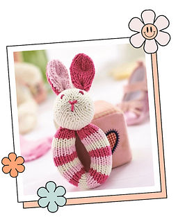 Flopsy, Bunny Baby Rattle Knitting Pattern - Jane Burns