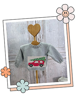 Little Red Christmas Car, Blank Canvas Knitting Chart for Baby Jumper