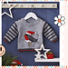 Rockin Robin baby Christmas jumper, intarsia robin with Santa hat, striped sleeves, 0-3 years