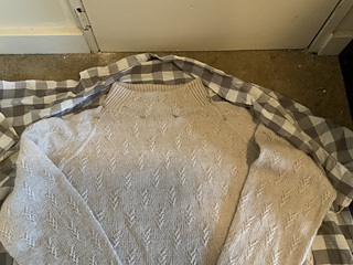 blocked just neck facing to sew down
