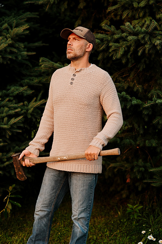 Ambrose Quarter Button Men's Crochet Sweater - Jennifer Renaud