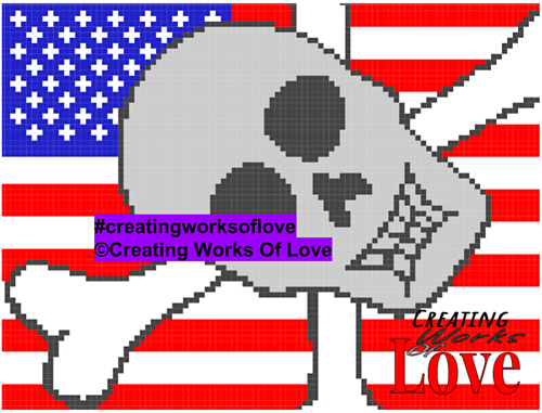 Ravelry: Skull American Flag C2C Graph pattern by Jennifer MacEwen