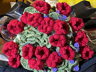 2025-08-06 Eighteen flowers done, in groups of four.