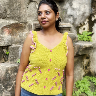 Model photo with drapey ruffles