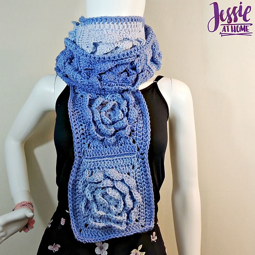 Ravelry: Flower Granny Square Bloom Scarf pattern by Jessie Rayot