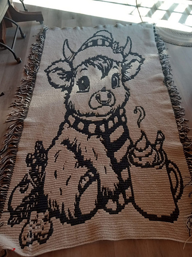 Cocoa Highland Cow Mosaic Blanket
