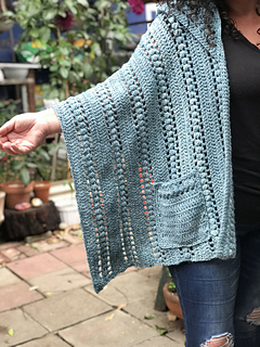 crochet hooded pocket shawl