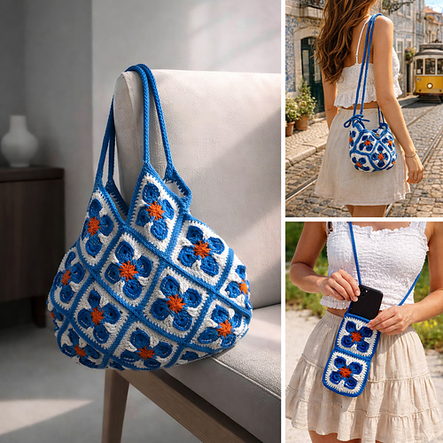 3-in-1 Azulejo Granny Square Bag