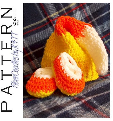 Candycorn Cap & Booties photo 1
