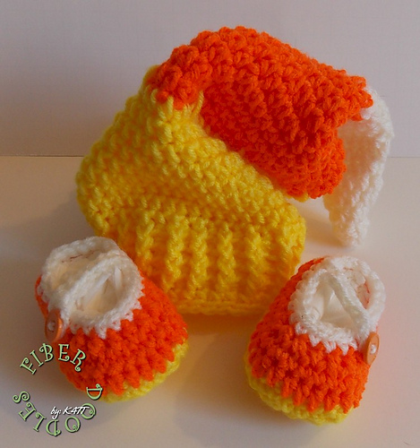 Candycorn Cap & Booties photo 2