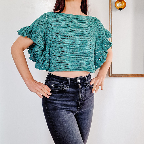 Flutter Ruffle Sleeve Crochet Top