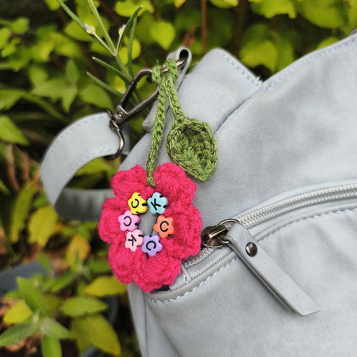 Beaded Flower Bag Charm