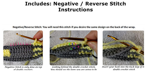 Instructions for the negative/reverse stitch to make the same design on the back as the front. 