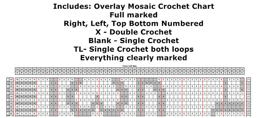 Includes, Fully filled Chart with Simple crochet stiches of Overlay Mosaic Crochet