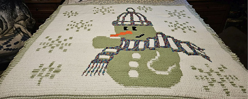 Snowman Blanket
Overlay Mosaic Crochet 
Fully Written Pattern and chart