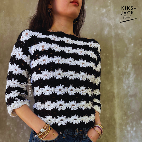 Lett og Vakker Blomstermønster Genser - Kiks + Jack Crochet
