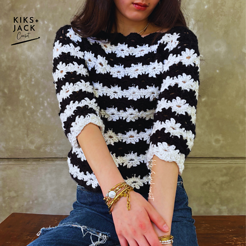 Lett og Vakker Blomstermønster Genser - Kiks + Jack Crochet