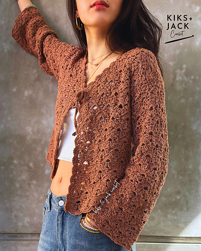 Lacy Chocolate TieUp Cardigan
