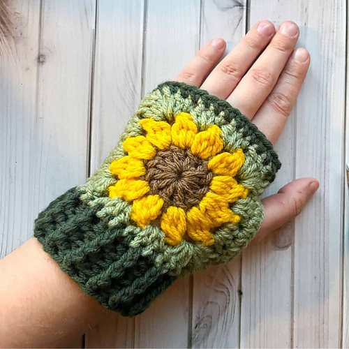 Sunflower Fingerless Gloves