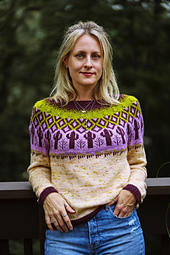Size 5 on a 35"/87.5 cm chest circumference, with optional waist shaping. Yarn: Serendipitous Wool Anu