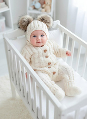 Create a beautiful and cozy baby outfit with this Heart Stitch Jumpsuit Knitting Pattern.