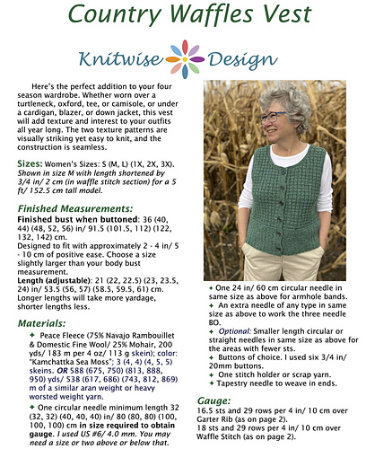 Ravelry: Country Waffles Vest pattern by Knitwise Design