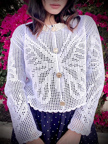Butterfly Filet Crochet Cardigan