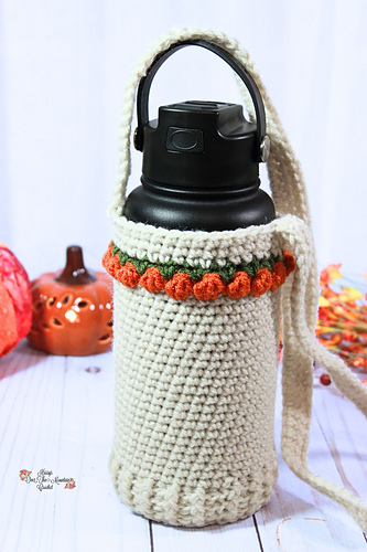 Pumpkin Stitch Water Bottle Holder