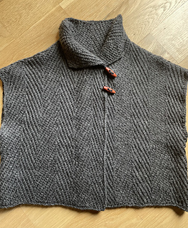 It looks woven but it's knitted! The buttons look too small in this photo. I may size up but, IRL, they look proportionate. I might lower the higher button though...