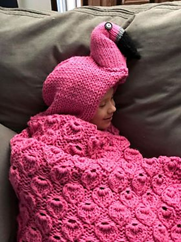Genser med hette Flamingo - Krystle's Krazy Knits