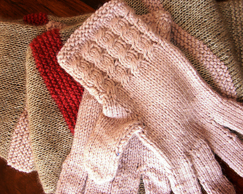 Hat and Finger Gloves Rose Champagne photo 3
