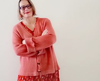 Casual Cardigan made with Coral Silky with Dress from the front