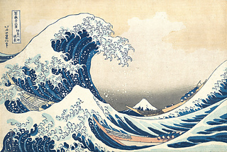 Great Wave Off Kanagawa - Katsushika Hokusai. Wood Block Print Circa 1830