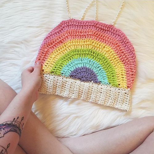 Regnbue Crop Top - lunarknitsbylori