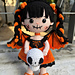 Pumpkin Bat Girl with Skull