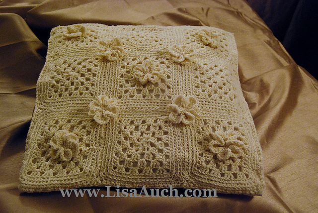 Beautiful Granny Pillow with Flowers